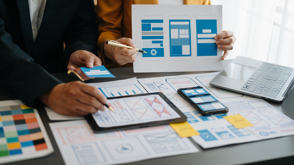a team planning on a UX website design