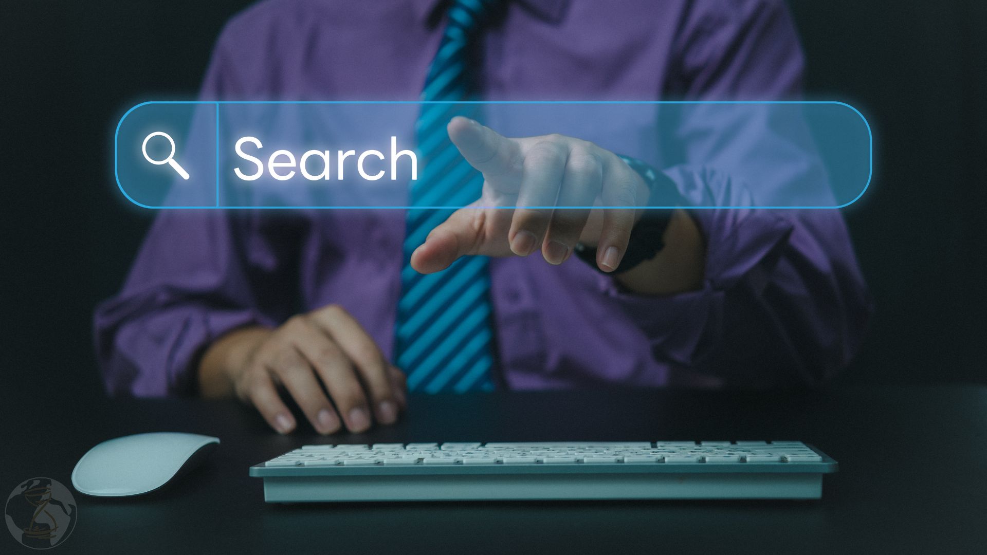 Man use computer to Searching for information