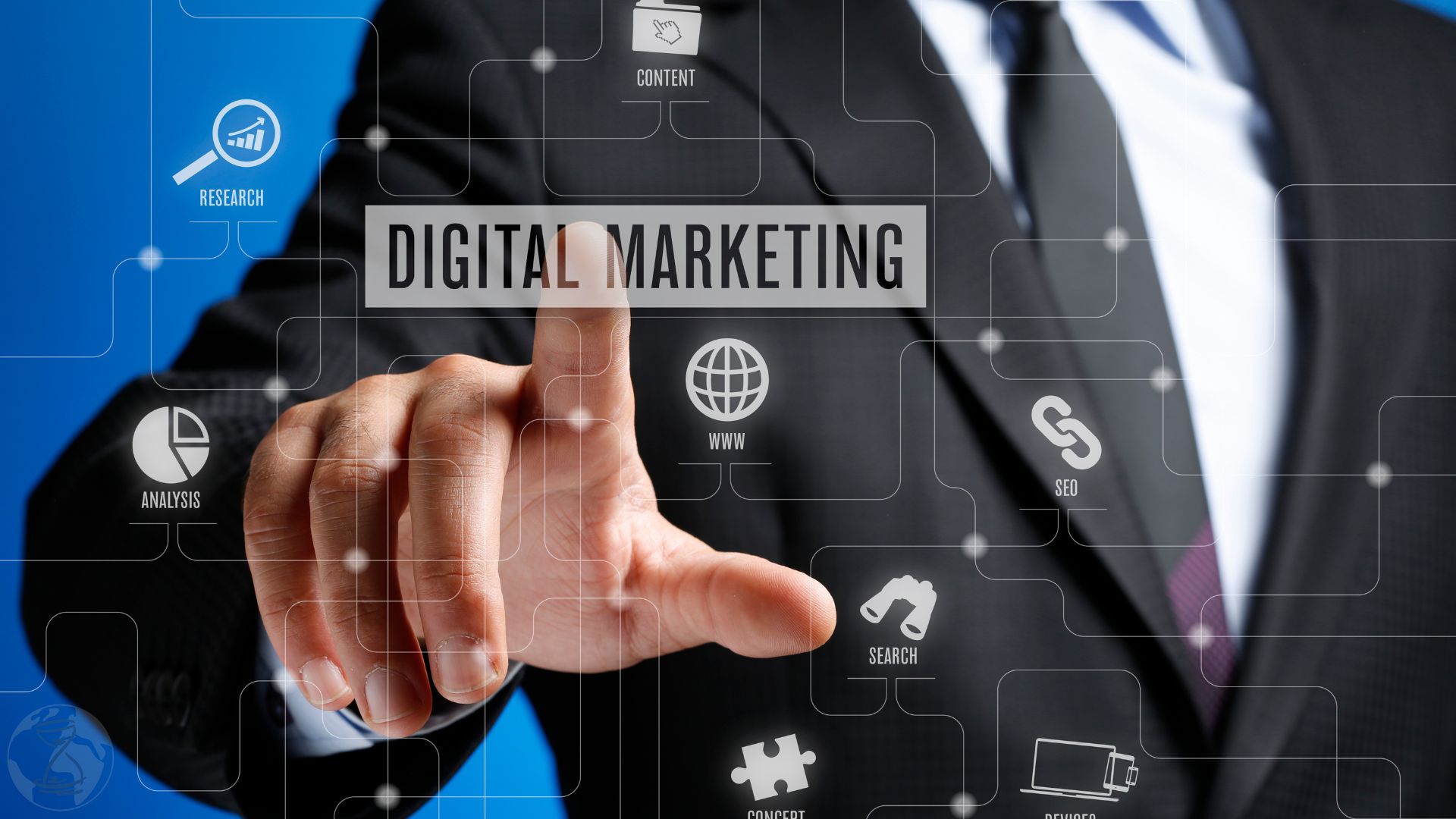 Digital Marketing Concept on Interface Touch Screen