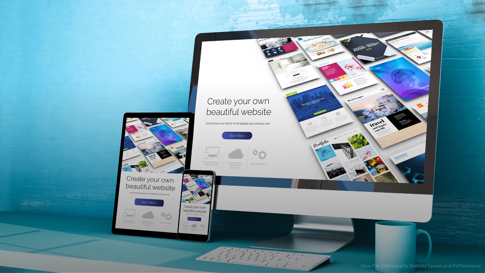 Responsive Devices with Website Builder Home on Blue Studio