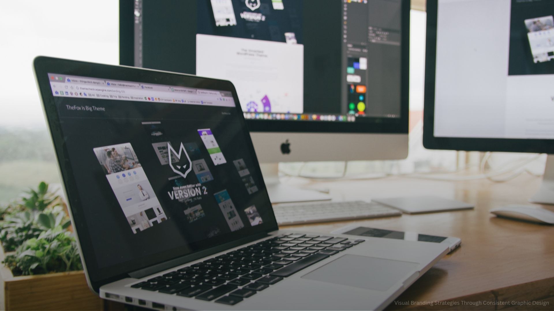 Macbook Pro Displaying Website Version 2 on Table