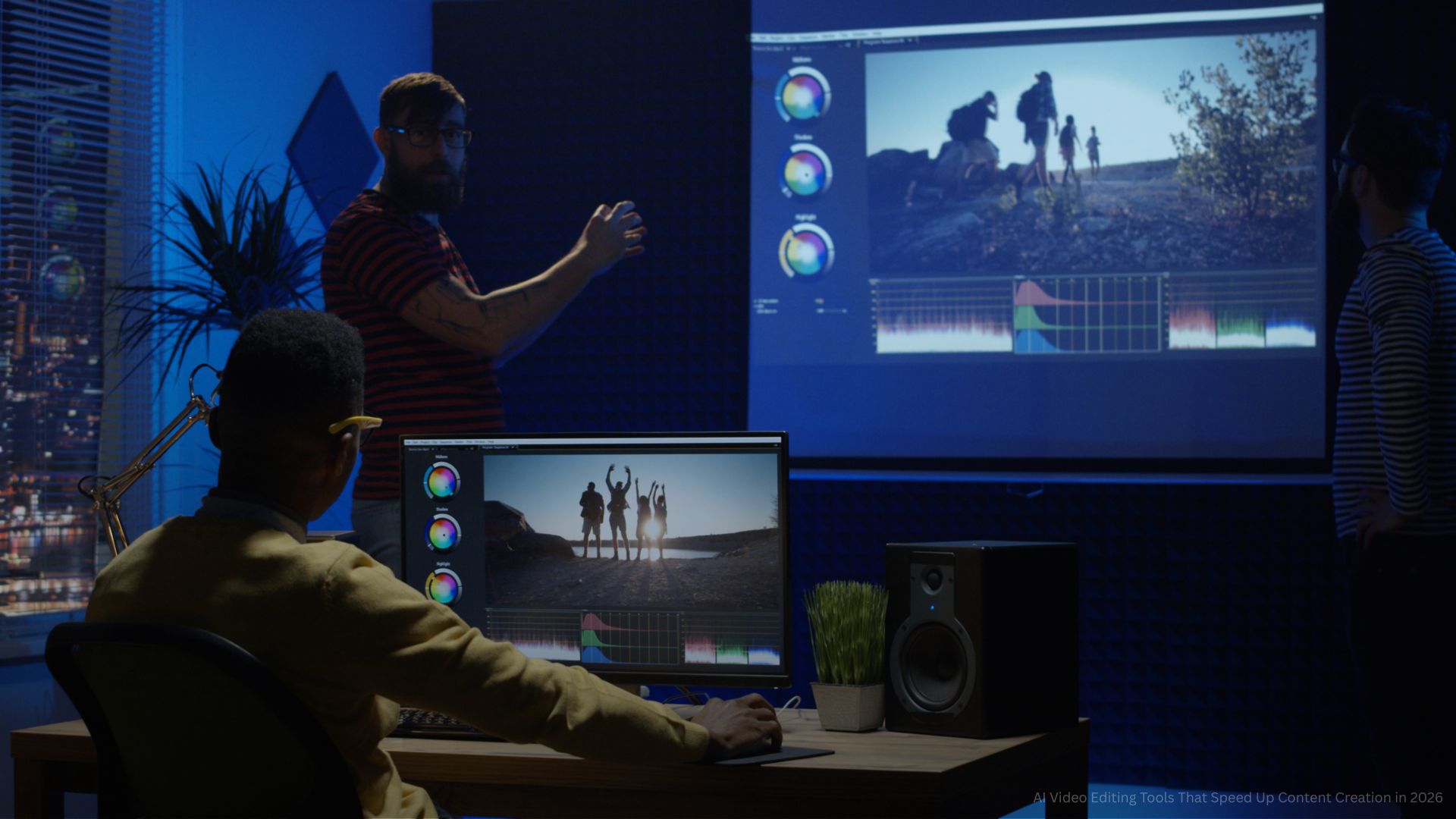 Young man editing video inside a room